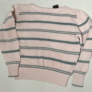 Vintage Womens Sz M Pink And Grey Striped Sweater Boatneck 90’s Preppy Cottage